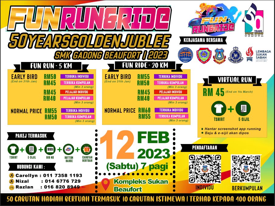 imnirfans's tweet photo. #beaufort #FUN RUN SeMeGa 50 YEARS GOLDEN JUBILEE  https://t.co/vkPMhcvU7M https://t.co/6v8TuBvGHi