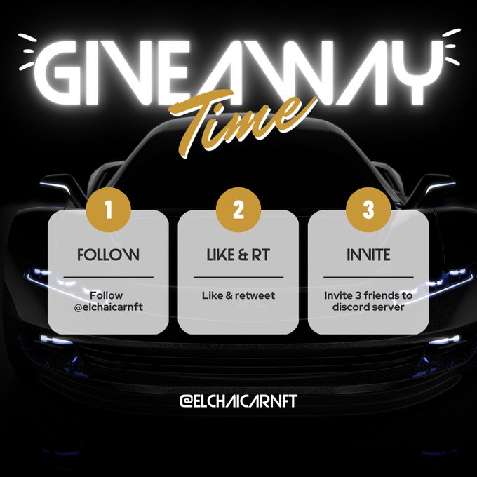 GiveAwayHost's tweet photo. $150 in 24 hours ☀️🐬🐋

-RT + Follow  @ElchaiCarNFT 
-Join - https://t.co/0iJRs4SoFD + proof

————-

Let's celebrate the launch of The Card NFT Collection with a Giveaway!

#NFTGiveaway #ETH https://t.co/v74iQq6V4r