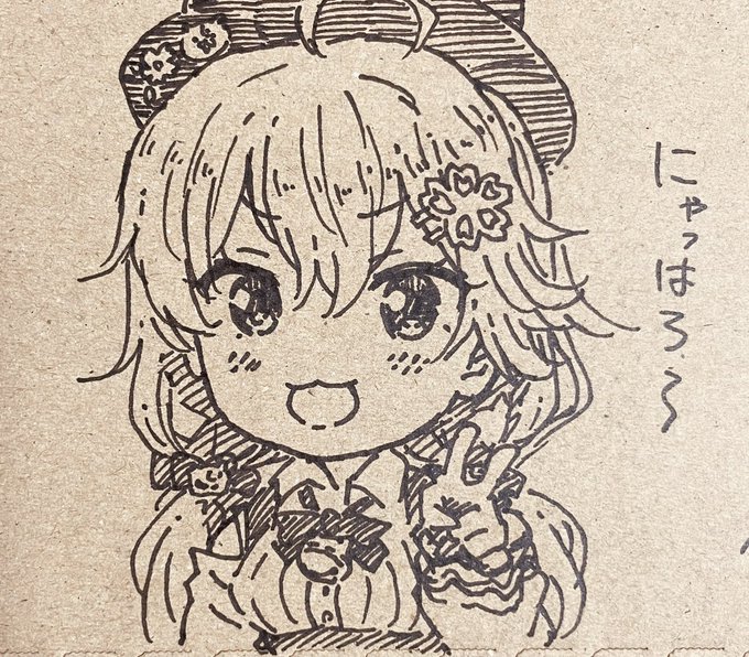 BOOTHの新刊セット梱包用段ボールに気まぐれで描いたみこちだにぇ 