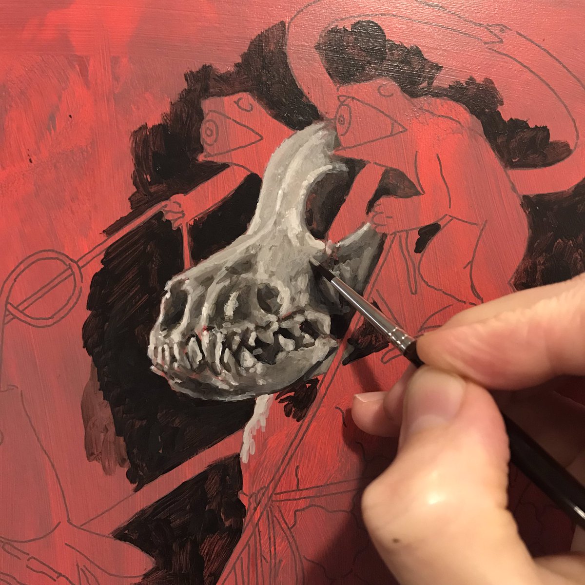 showchicken's tweet photo. spent the first half of the day painting dog teeth and listening to butthole surfers (as prescribed by dr. @johnkarborn)

how was your morning? https://t.co/M73qObLGeb