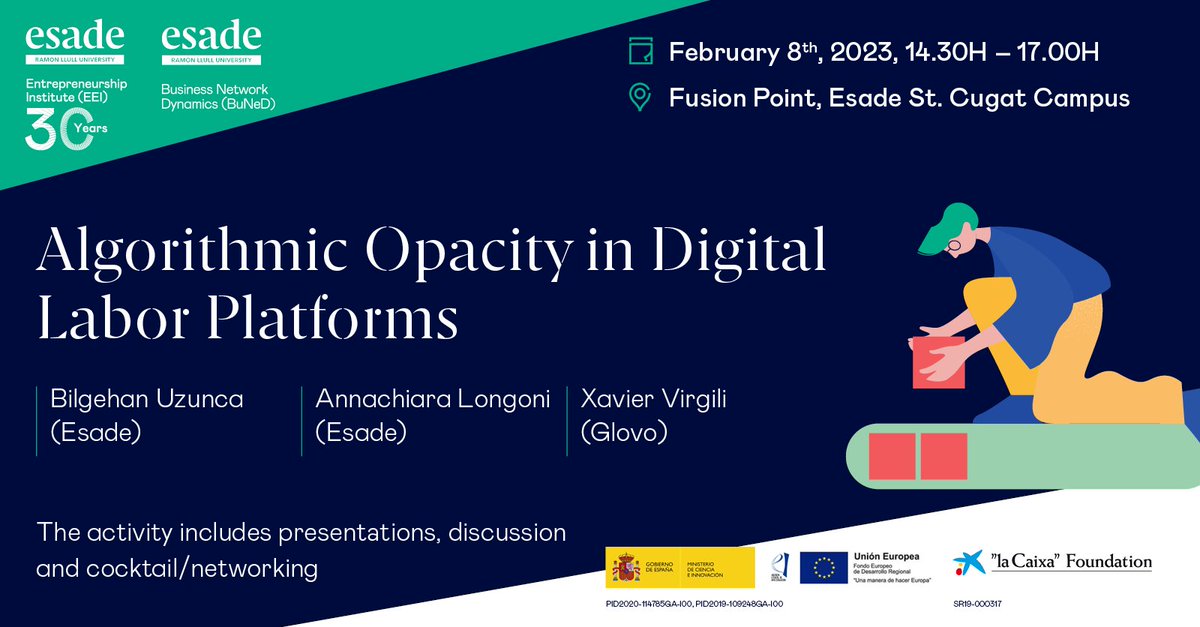 esadeEEI's tweet image. Algorithms bring efficiency in regulating supply &amp;amp; demand, but their opacity affects gig workers' performance.

👉Join @bilgehan_uzunca, @achiaralongoni &amp;amp; Virgili Grau @Glovo_ES on how #OpaqueAlgorithms direct, evaluate &amp;amp; discipline a freelance workforce esade.me/wAlgorithmicOp…