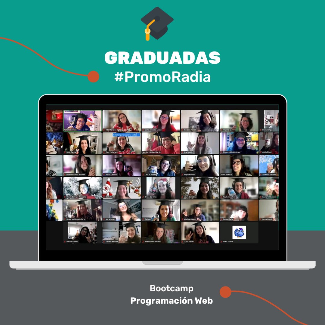 Adalab_Digital's tweet photo. 🎄 Nos pilló entre espumillones y preparando las uvas, pero imposible que se nos pase algo así:
👏🏻 Enhorabuena #adalabers de la #PromoRadia  del Bootcamp #ProgramaciónWeb, por el trabajazo realizado en todos y cada uno de los módulos del curso intensivo.
+ https://t.co/XT3H4NQZW5
