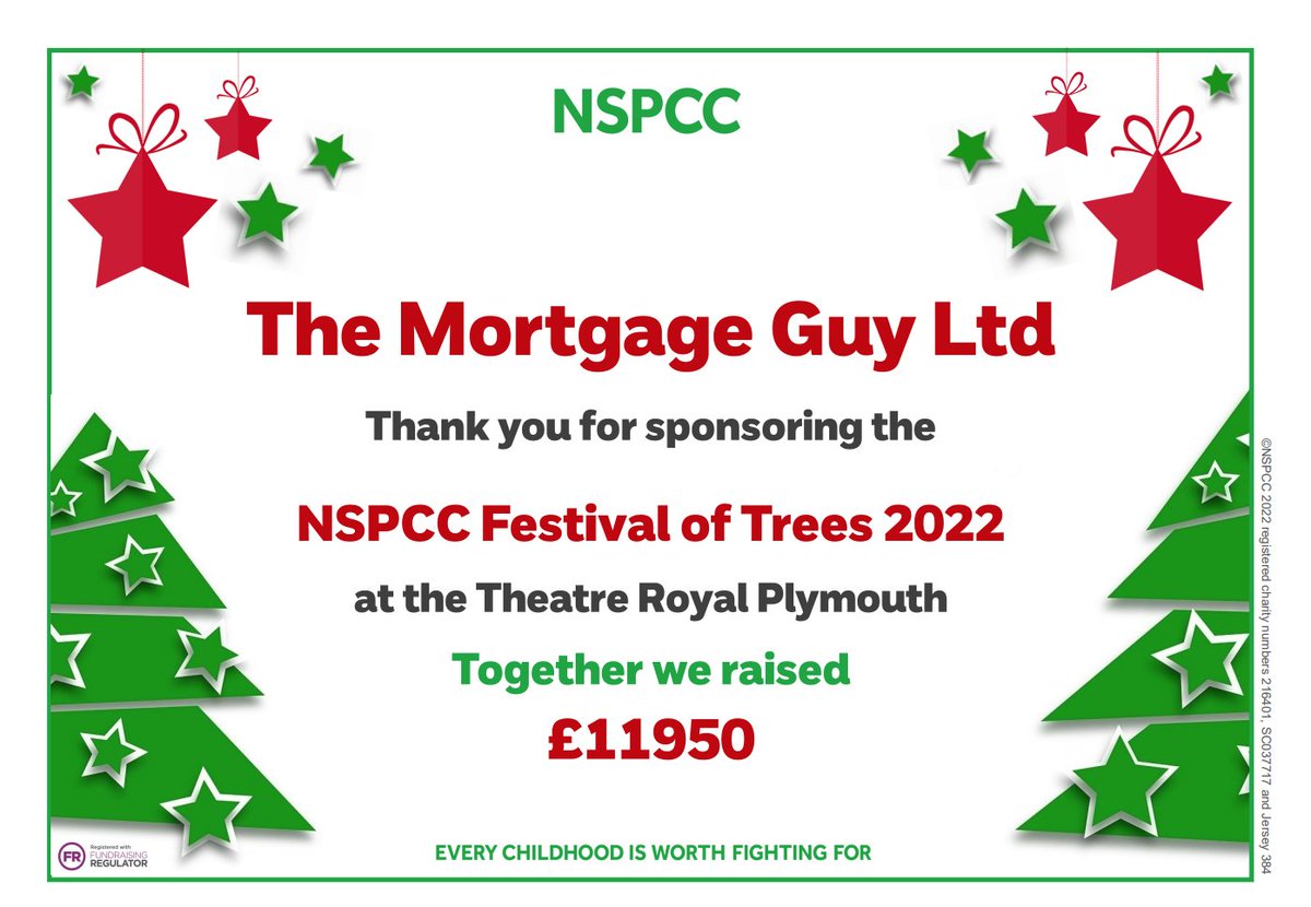 What a lovely thank-you note from the NSPCC!

We were delighted to be part of their vital fundraising with the annual NSPCC Festival of Trees at the Theatre Royal Plymouth

What a staggering amount raised!

<a href="/NSPCC/">NSPCC</a>  <a href="/TRPlymouth/">Theatre Royal Plymouth</a>