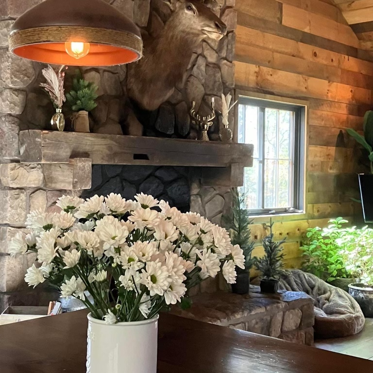 Come stay in our Timber Frame Lodge this winter and cuddle up by our cozy fireplace!