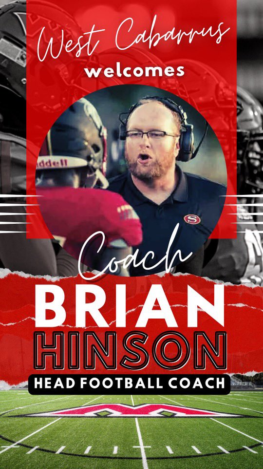 West Cabarrus is EXCITED to announce Brian Hinson as the new Head Football Coach‼️ ‼️Details to come for a meet-and-greet of he and his family, Shanna, Elinor and Elsie! 🖤❤️ <a href="/westcabsports/">🔴@𝙬𝙚𝙨𝙩𝙘𝙖𝙗𝙨𝙥𝙤𝙧𝙩𝙨⚫️</a> <a href="/CabarrusWest/">West Cabarrus High School Wolverines</a> <a href="/westcabFB/">𝙒𝙀𝙎𝙏 𝘾𝘼𝘽𝘼𝙍𝙍𝙐𝙎 𝙁𝙊𝙊𝙏𝘽𝘼𝙇𝙇</a>