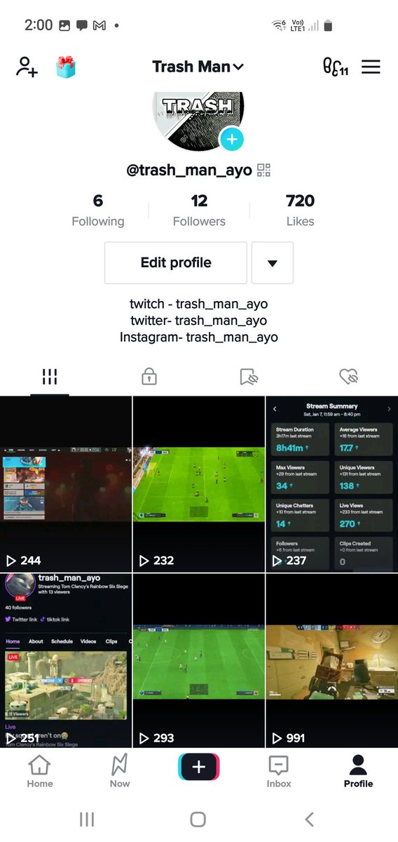 Trash_Man_AYO's tweet photo. Please follow the other socials. I'm trying to grow as much as possible this year. #twitchstreamer #instagram #TikTok #follow #ThankYou https://t.co/6rrWC2u06r