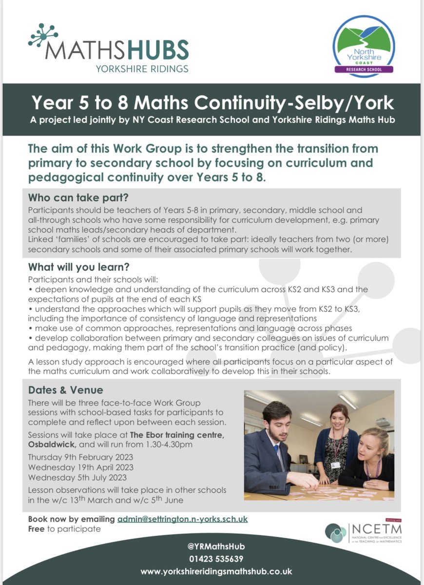 NYC Research School (@nycresearchsch) on Twitter photo Last chance to sign up to the maths continuity in East Riding, Selby, Tadcaster, York area if you have not done so already - email admin@settrington.n-yorks.sch.uk Last chance to sign up to the maths continuity in East Riding, Selby, Tadcaster, York area if you have not done so already - email admin@settrington.n-yorks.sch.uk