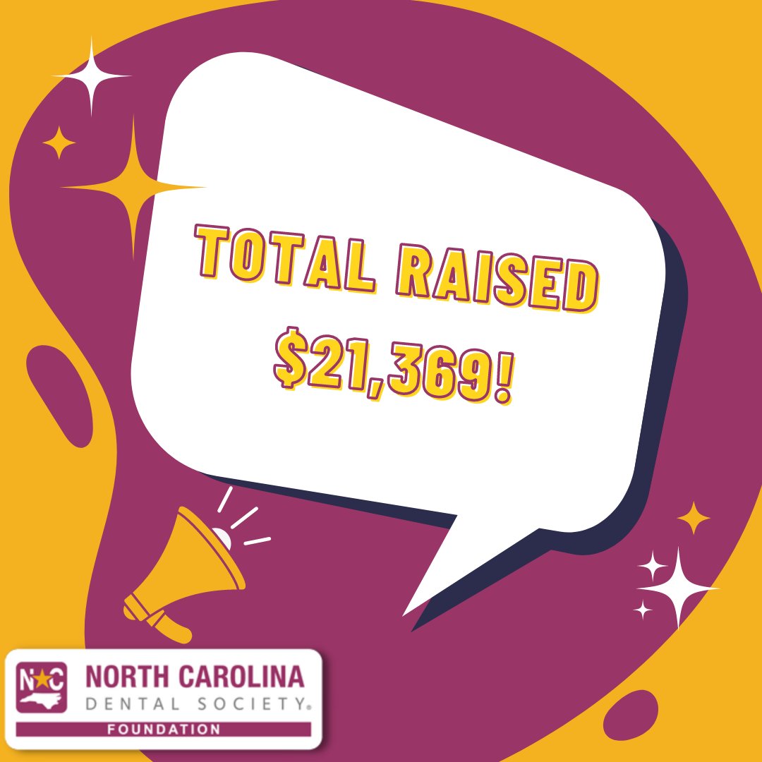 ncdsfoundation's tweet photo. Happy to share that we not just met but exceeded our $12,000 goal and raised $15,369! With the $6,000 match from @SocietyNcdental, the total raised is $21,369! 🎉 https://t.co/7oMYiAhlmp