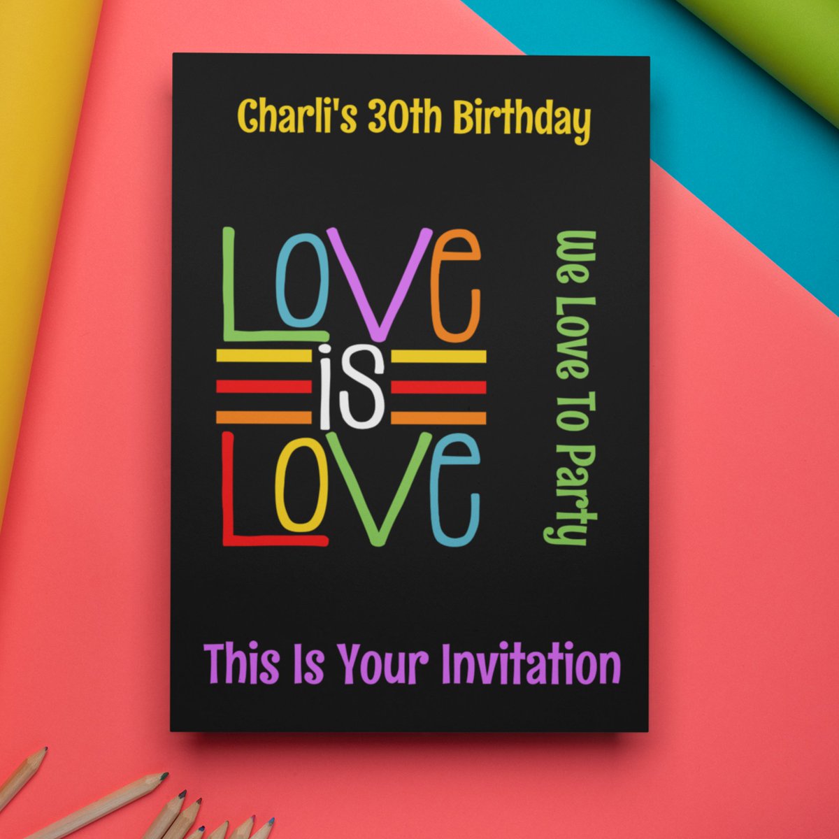 Planning a birthday? Love to party? Party until you have a sticky frock and lost your socks. We have just the invitations for you. Add your name and age, party details on the rear. #lgbtqiaparty #gay #partyinvitations #stickyfrock 
 zazzle.com/love_is_love_r…