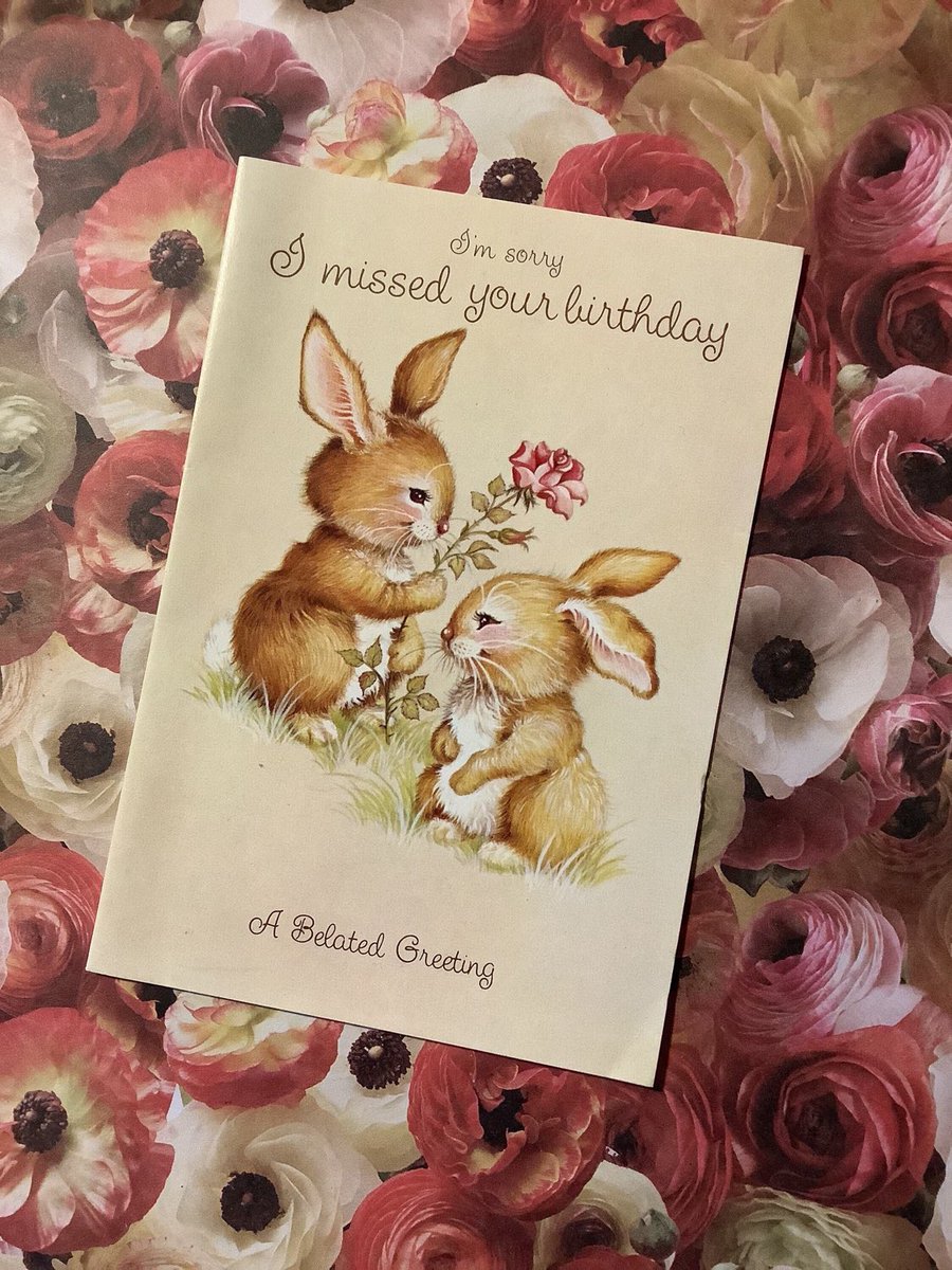WatsonsVintage's tweet photo. NEW LISTING I only have ONE of these ADORABLE Cards available in my #etsy shop FABULOUS #Rare #Vintage Circa #1970s #BelatedBirthdayCard -ADORABLE Rabbit Couple & Floral Design -Sweet Verse -Nostalgia/Rabbit Lover Card https://t.co/CdRRgNk4II #RabbitDesign #SweetVerse #RabbitFan https://t.co/uQAZDdNfiO