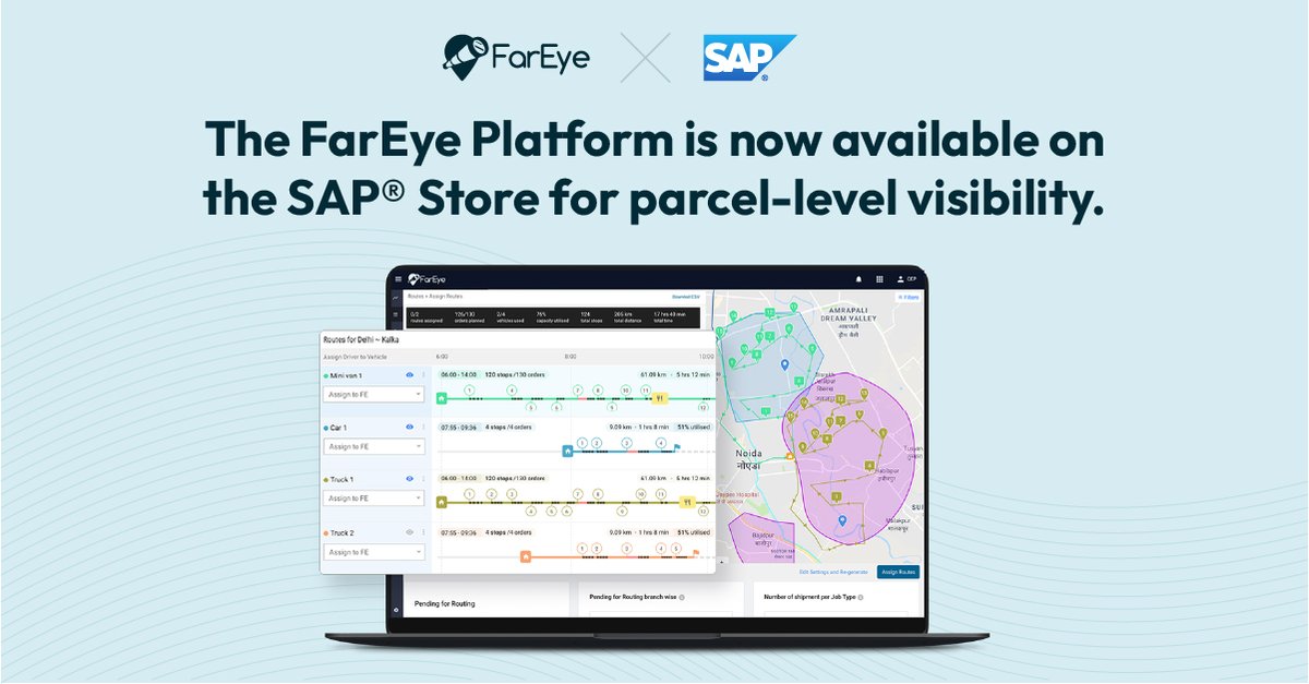 <a href="/FarEye/">FarEye</a> announces being one of the first <a href="/SCMatSAP/">SAP Supply Chain Management</a> #partners offering both shipment and parcel-level visibility, helping to ensure a #superior last-mile experience. Read the complete announcement at: hubs.li/Q01xvr3Z0