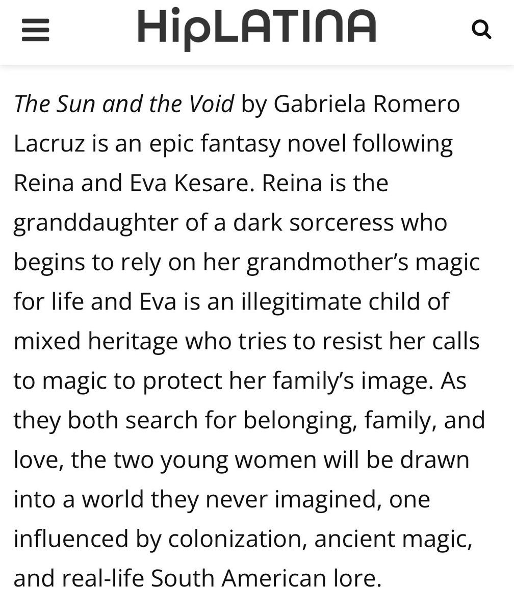 Ahhh!!! Thank you @Hip_Latina for giving THE SUN AND THE VOID a shout out! ✨💫

And next to other amazing Latinx books coming out this year:
hiplatina.com/latinx-books-2…

@anndcardinal @amparo_ortiz @isabelcanas_