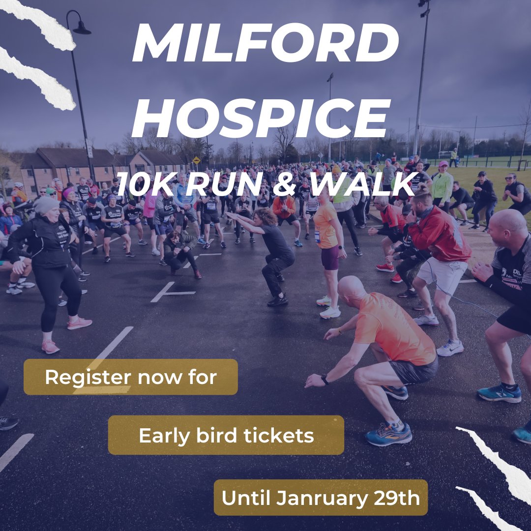 MilfordLmkCC's tweet photo. Register before Sunday 29th of January to receive the early bird rate of €20, registration is €25 thereafter. Don't miss out, sign up today! #linkinbo #newdate #sunday12thFebruary #charityrun #runforcharity #milford #hospice #10k #runningcommunity #walkingcommunit #earlybird https://t.co/rIQDCOab3T