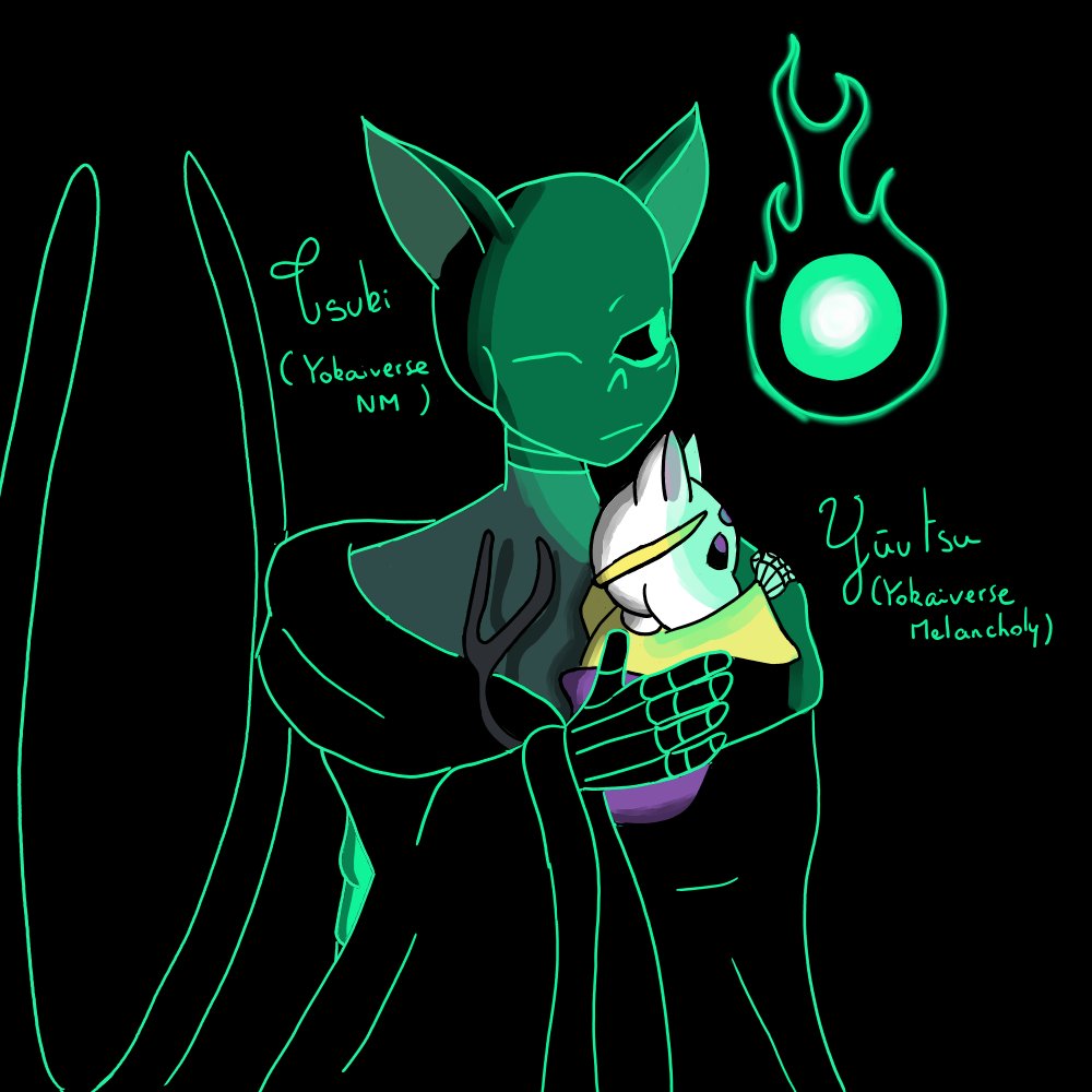chikette9's tweet photo. Cause I love Yokaiverse UwU and inspired by my friend's video.

Yokaiverse belongs to @UnluckyNekoKat 

#undertaleAU #dreamtale #Nightmare #melancholy #choly #fluffynight https://t.co/s6PdSwGasW