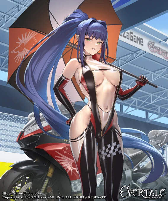 エバーテイルで先日リリースの『赤竜のレースクイーン-リュドミラ』を描きました!ドライバーの視界に入ったらレースに悪影響が出そう#エバーテイル #Evertale 