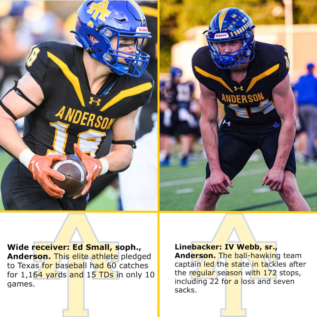 Coach Maldonado (@coach_maldy) on Twitter photo Congrats to our 2 1st Team All CenTx Players! <a href="/edsmall18_tx/">Ed Small</a> & <a href="/ivwebbatx/">IV Webb</a> earned every bit of recognition y’all received this year!Led by example all year long, proud of you fellas! <a href="/TrojanAnderson/">Anderson Trojans Football</a> <a href="/d_hatcher80/">Coach Hatcher</a> <a href="/CoachBHolcomb/">Bo Holcomb</a> <a href="/Zoumboukos65/">Peter Zoumboukos</a> Congrats to our 2 1st Team All CenTx Players! <a href="/edsmall18_tx/">Ed Small</a> & <a href="/ivwebbatx/">IV Webb</a> earned every bit of recognition y’all received this year!Led by example all year long, proud of you fellas! <a href="/TrojanAnderson/">Anderson Trojans Football</a> <a href="/d_hatcher80/">Coach Hatcher</a> <a href="/CoachBHolcomb/">Bo Holcomb</a> <a href="/Zoumboukos65/">Peter Zoumboukos</a>