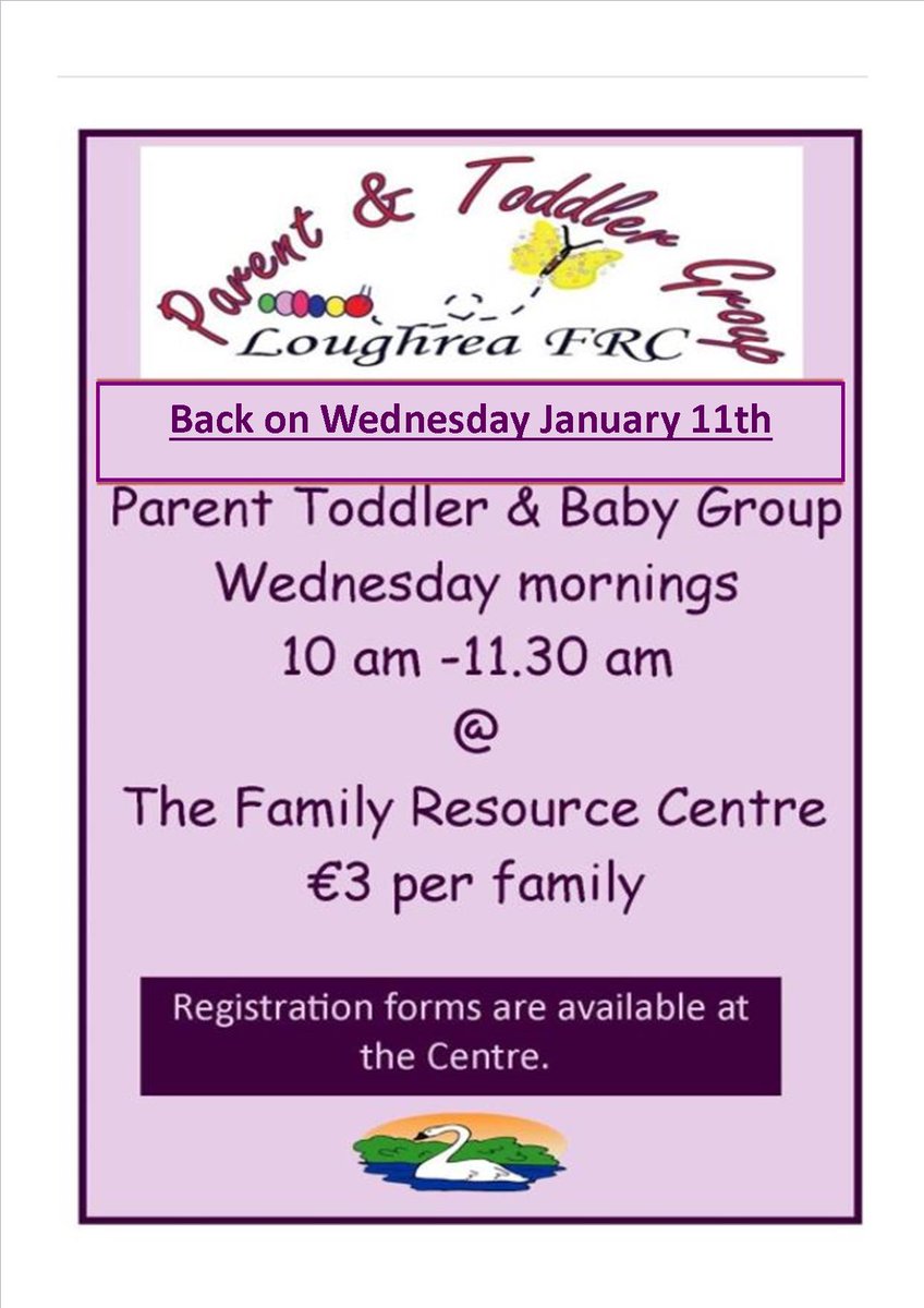 Parent &amp; Toddler Group returns this Wednesday  (11th Jan) at 10am.