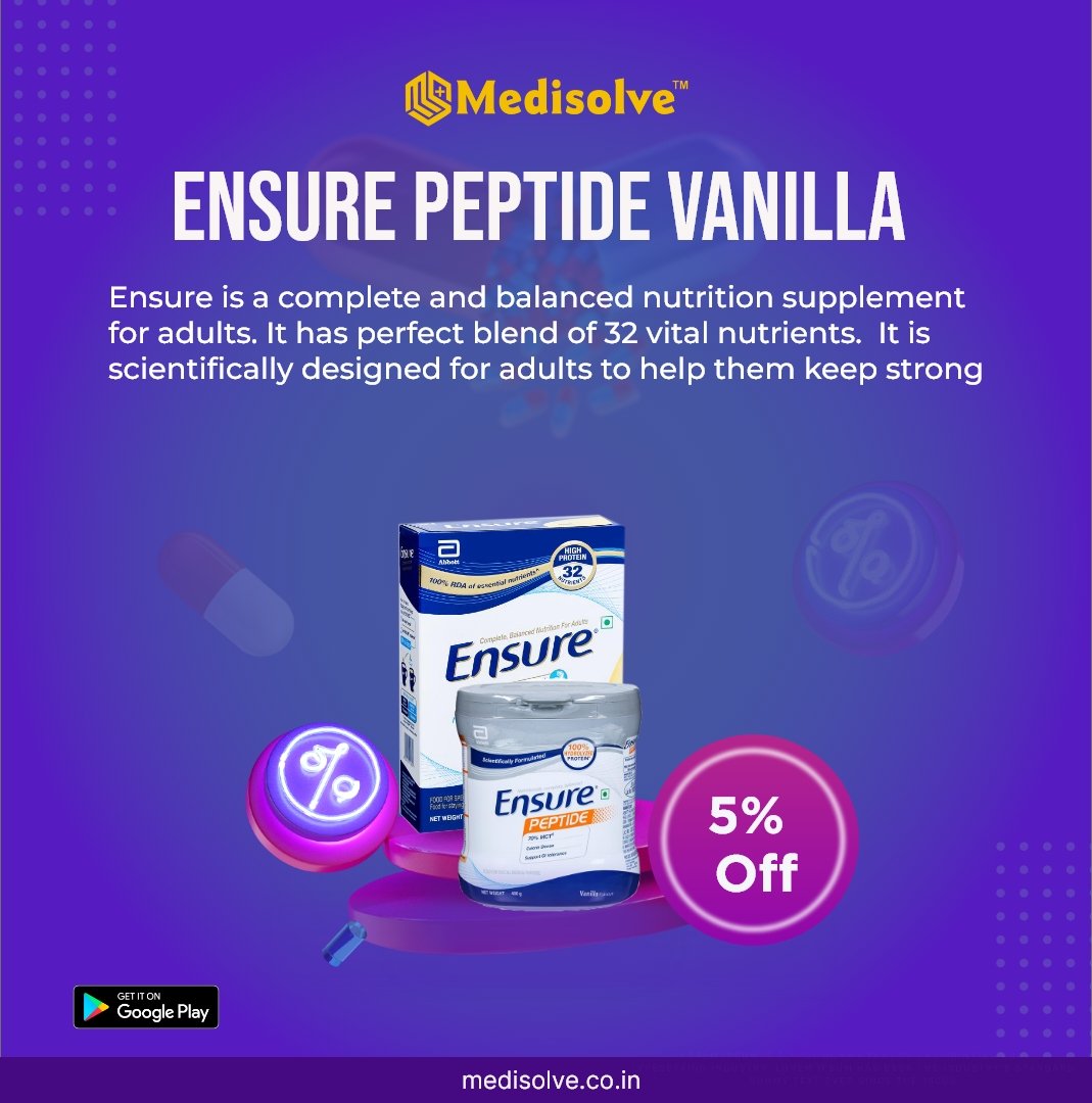 MEDISOLVE1's tweet photo. 🤍🤩Get an offer of 5% discount on Ensure Peptide purchase only on the Medisolve app. Download from the Google Play Store and place your orders today!🌟👀
#medisolve  #medisolvekolkata #medicineonline #medicine #medicinedeliveryapp #medicinedelivery #healthdrink #multivitamins https://t.co/FdcYrT1wwz
