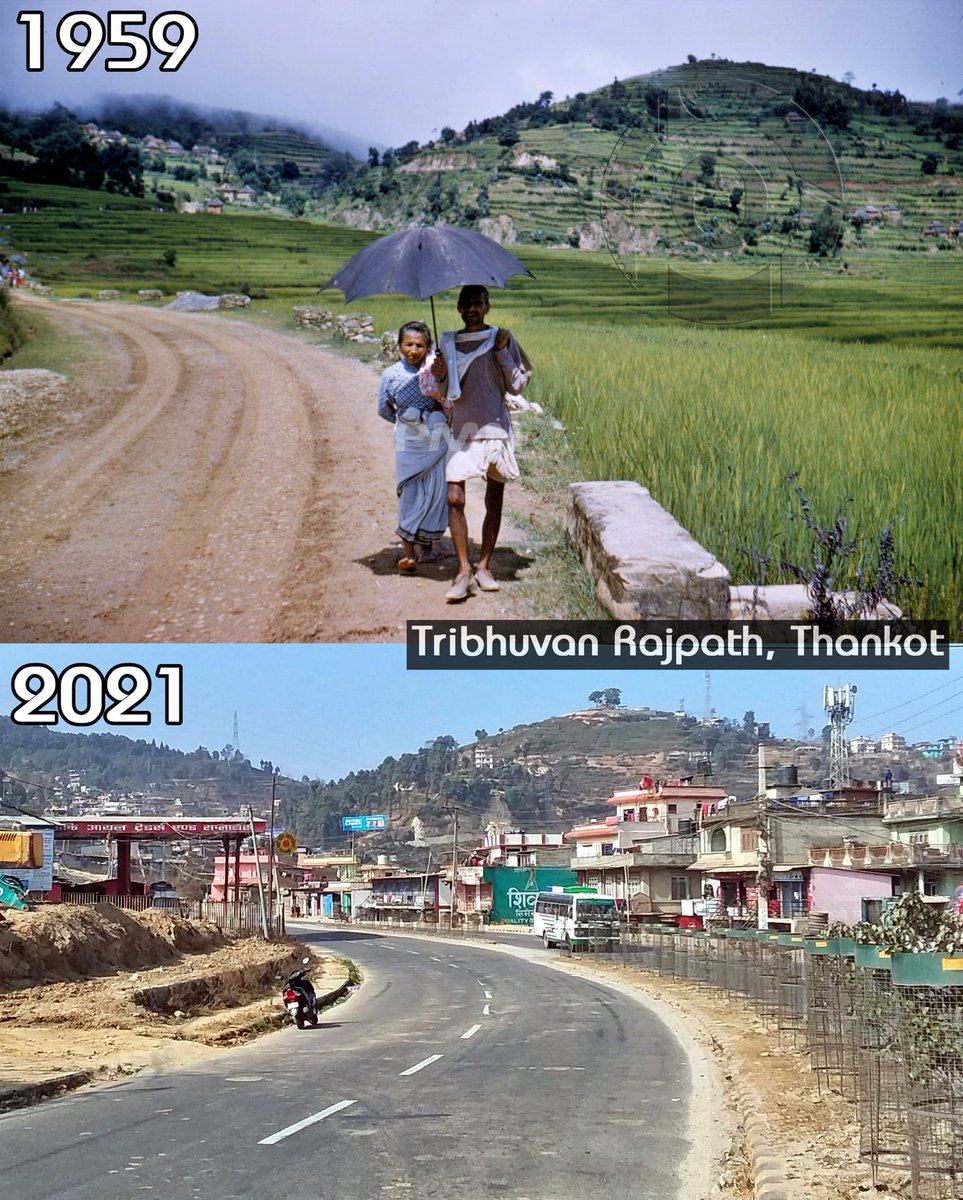 OldphotoofNEPAL's tweet photo. त्रिभुवन राजपथ, थानकोट । ६२ वर्ष अघिपछि ।
Before & after 62 years; Tribhuvan Rajpath, Thankot
@PMuseumNepal #Nepal #Thankot #Kathmandu
https://t.co/rjaNebL8OF https://t.co/u6yWr1AZCS