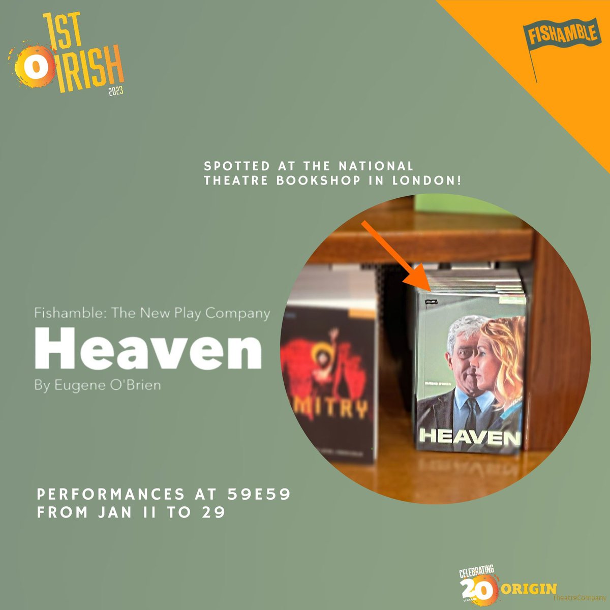 OriginTheatre1's tweet photo. ‼️Beginning tomorrow HEAVEN at @59E59 from our friends at @Fishamble
🎟️ at https://t.co/pnhe9ApkvA
P.s. look what was spotted at the @NationalTheatre bookshop in London this week 👀
#heavenfishamble #fishamble #59e59 #1stirish #1stIrishFestivaI https://t.co/ilnSFPP4w4