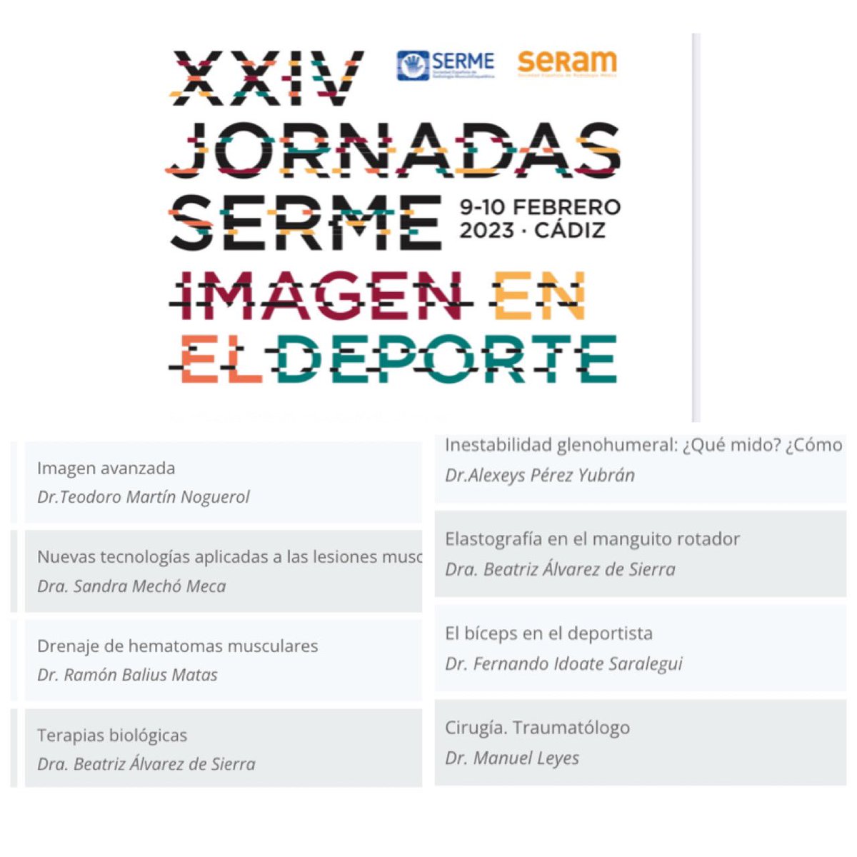 Join Us to the MSK SERME Course
February 9-10, 2023 as a part of #SERME2023 Annual Meeting!•Speakers in #sportmedicine bring you an educational program with global impact @akassarjian @drwillyjara @ARTRORM @DmcRadiologia @aalcalagaliano 

Register at 2023.jornadaserme.org