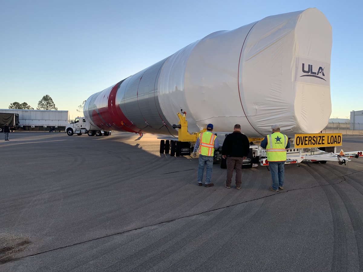 torybruno's tweet photo. Hmm…. What do suppose is going on at the rocket factory this morning with that first flight #Vulcan booster? I’ll give you a hint.  The #ULARocketShip is down the road at the dock with her cargo door open…#CountdownToVulcan https://t.co/EfiH2GzUYi