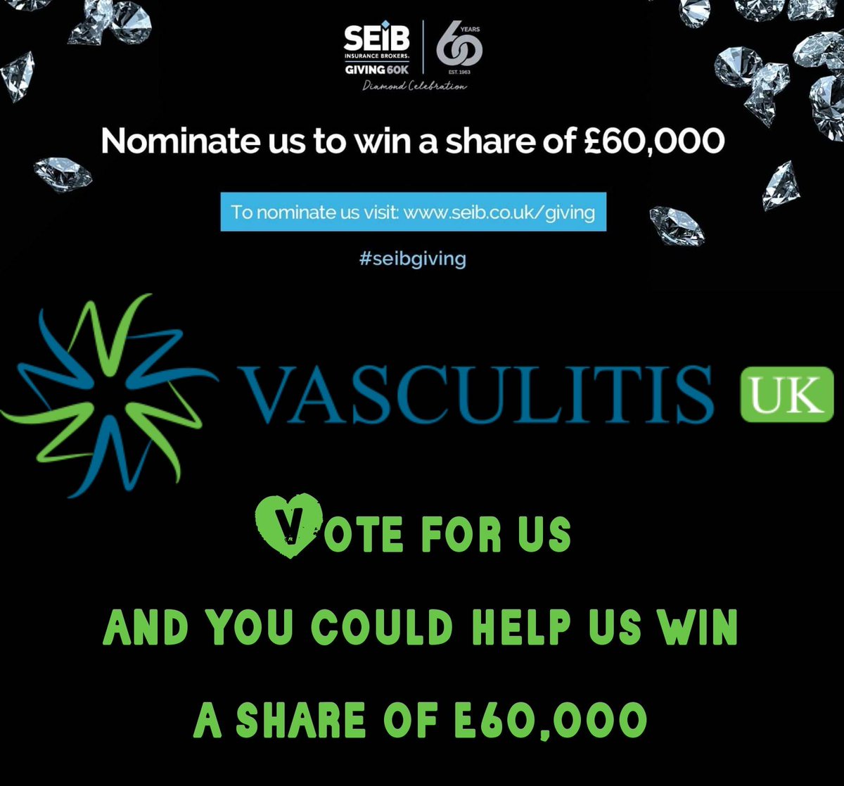 Please help Vasculitis UK to have a chance!
Click on seib.co.uk/about-us/seib-…

and type Vasculitis UK ( charity number 1180473)
Thank you for supporting us!
A big cheer to @SEIB_Insurance for donating £60,000 !
#vasculitis #vasculitisuk @vascuk @charlieharperuk