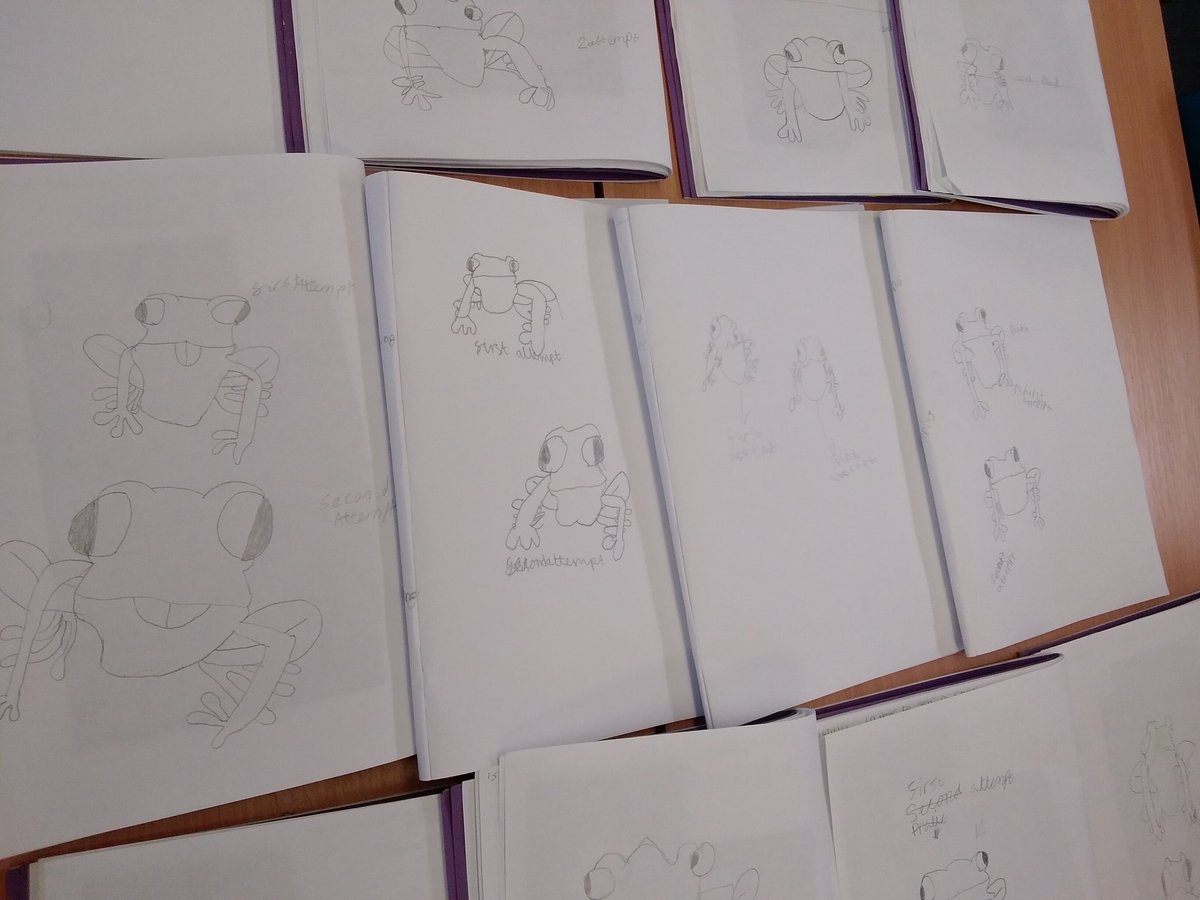 StBartsPri's tweet photo. Chaffinch class have loved our art lesson today! We have learnt different techniques when using chalk. Then they learnt how to draw an Amazon tree frog. The children tried to draw the frogs twice and are proud of their creations. What do you think? https://t.co/UT1RAWNqnZ