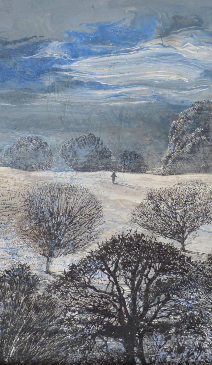 'Rime'    pen and ink, egg tempera, gesso
#frost #winter #nature #landscape #ClimateEmergency #painting #britishcountryside #contemporaryart