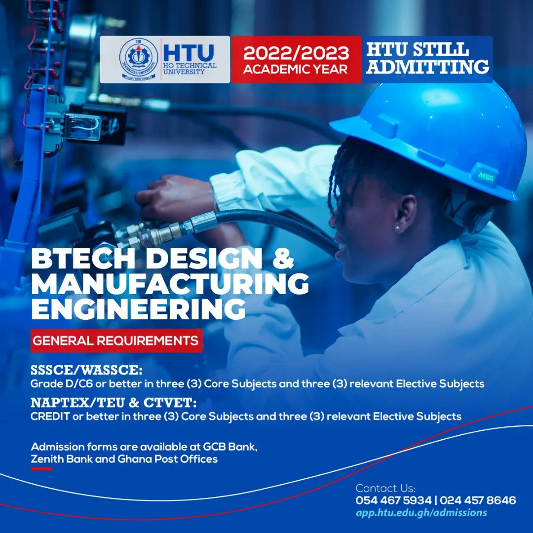 Official_HTU's tweet photo. At HTU, there is  something for everyone.. Get our admission e-voucher from any branch of GCB Bank, Zenith Bank or Ghana Post  at the cost of GHc180.00. 
Visit https://t.co/LNazeU5sJn for  further  details or call/whatsapp on 0501-404-891 / 0501-404-994.

#HTUAdmissions https://t.co/VGkjdYLse3