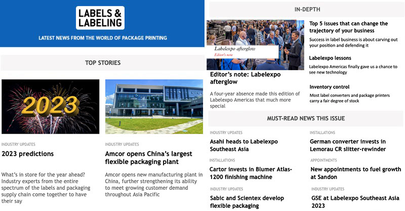 LABEL NEWS

This week's main headlines: 2023 predictions; Amcor opens China's largest flexible packaging plant and much more: bit.ly/labelnewsweekly 

#Labelexpo #Labels #Packaging #LabelCommunity #LabelNews #LabelLeaders #DigitalPrint #Inkjet #Offset #Sustainability #innovation