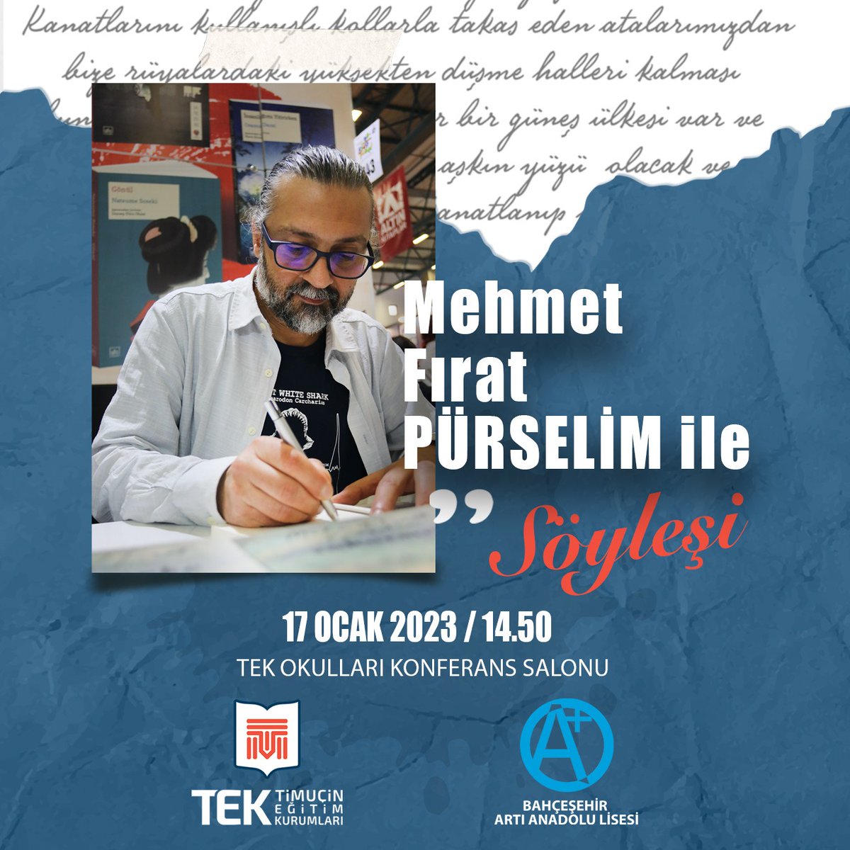 tekokullari's tweet photo. Kitaplara ve yazarlarına verdiğimiz değer ölçüsünde uygar dünyada bir yerimizin olacağını düşünüyoruz. Bu bilinçle sizleri yazarımız Mehmet Fırat Pürselim ile yapılacak söyleyişe davet ediyoruz. 😊 https://t.co/uqMw5gxPsi