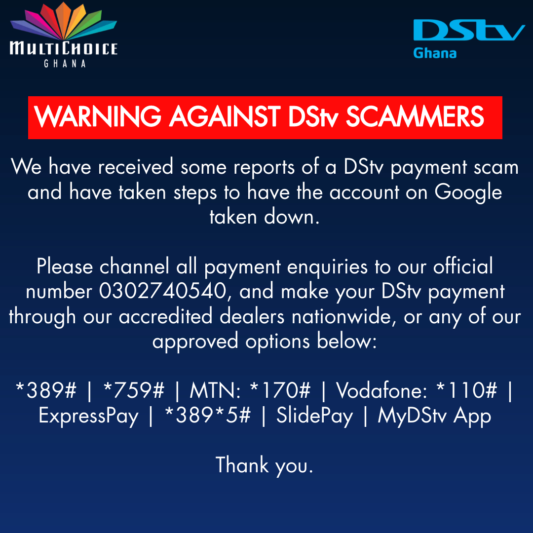 DStv Ghana on Twitter "💡 Beware of scammers! Please do not contact