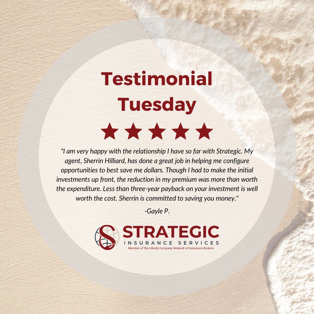TampabayIns's tweet photo. We love reading your reviews and appreciate the trust you place in us. 

Visit our Google Business page and leave us a review: https://t.co/XtCbur0q6P 

#TestimonialTuesday #TampaBay #StrategicInsuranceServices #LibertyPartner https://t.co/UlCNOfgVp1