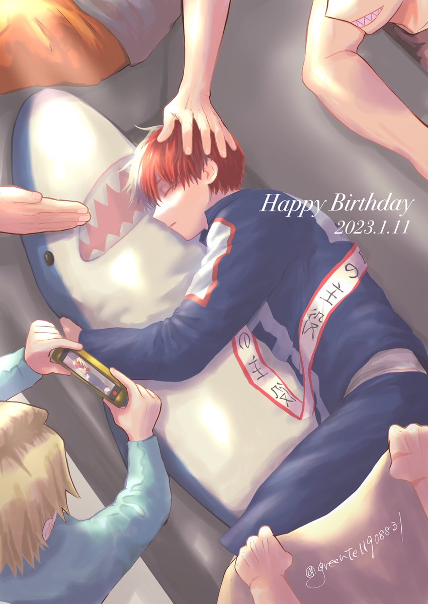 轟焦凍 「生まれてきてくれてありがとうたくさん愛されてね#轟焦凍生誕祭2023#轟焦凍誕生」|green tea(緑茶)のイラスト