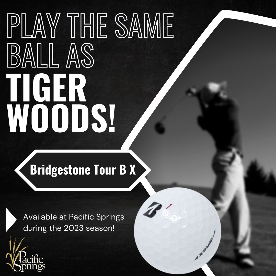 Tiger Woods is making a change! The 15-time major champion will switch his ball from a Bridgestone Tour B XS to a Tour B X, now available at Pacific Springs!

 #PacificSprings #LUGolf