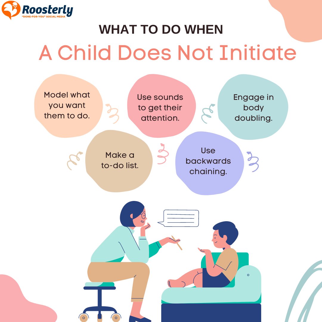 Model what you want them to do: Watching another person will help them understand what is expected of them and will exactly teach them the steps.

How do you help with initiation?

#ADHD #motorplanning #sensoryprocessing #Taskinitiation #OccupationalTherapist #roosterly #ASD