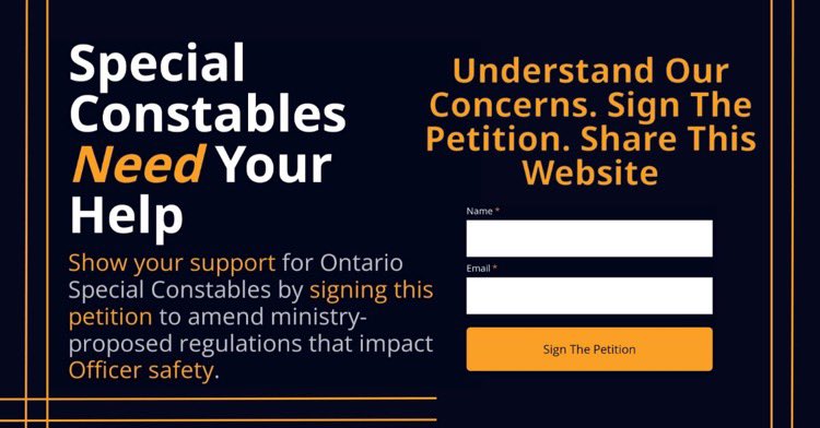 OSCAvp's tweet photo. Help Ontario Special Constables lobby to get regulations that will help keep officers and communities safe.  Sign the petition at https://t.co/9aPbeSMFkF https://t.co/pKQHwrqwPL