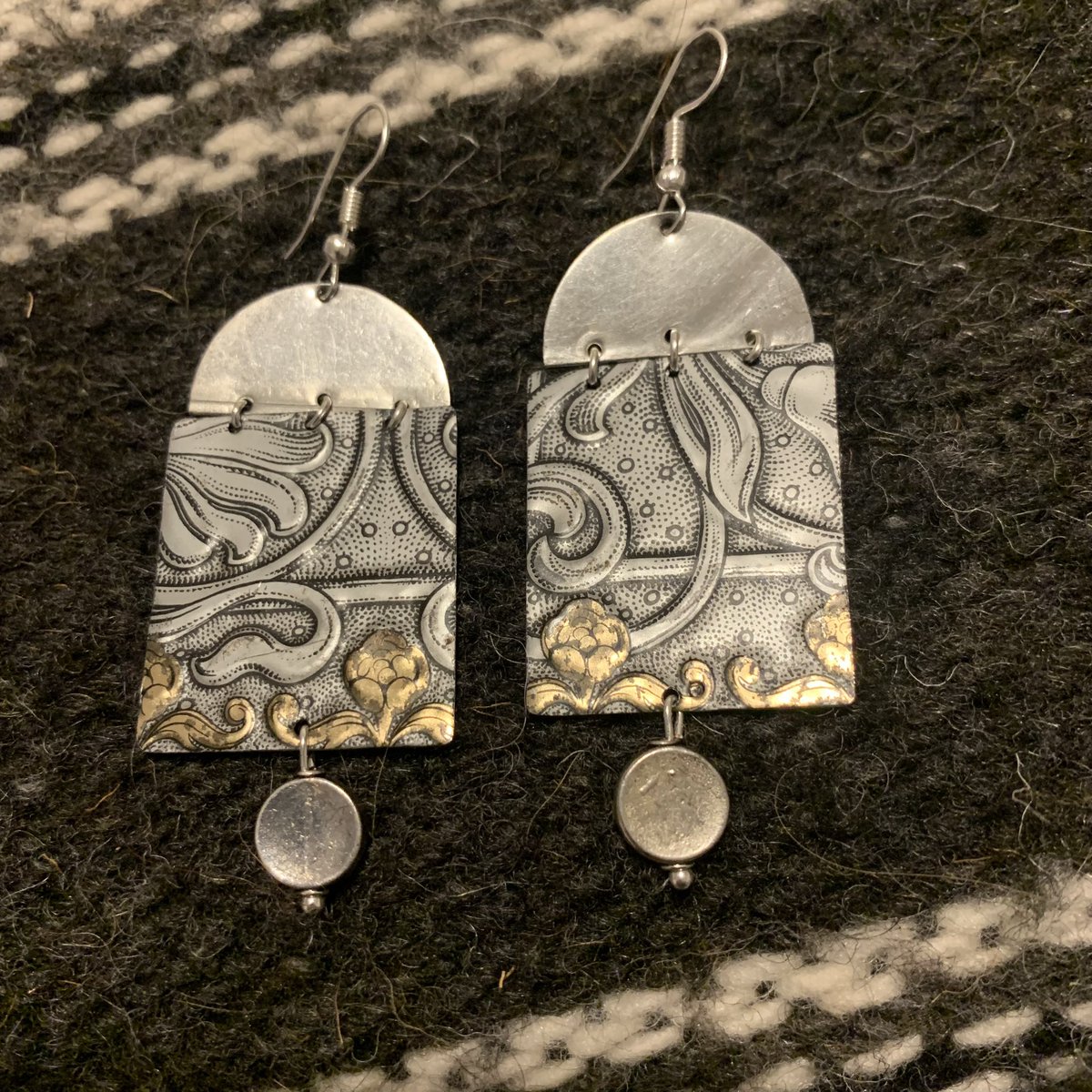 Repurposed Tin Earrings made with a vintage 1970s embossed Tin