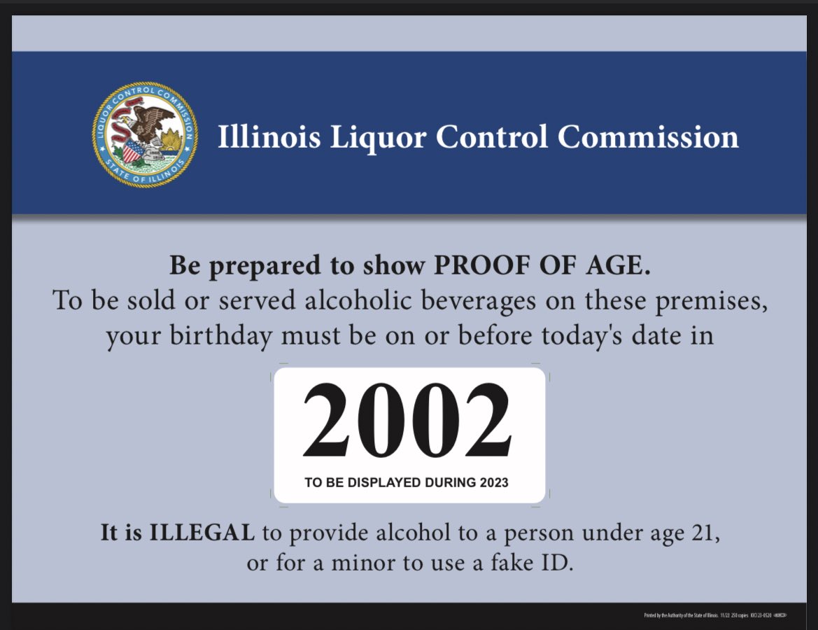 Chicago Bars on Twitter "PSA The official ILLiquorControl Proof of