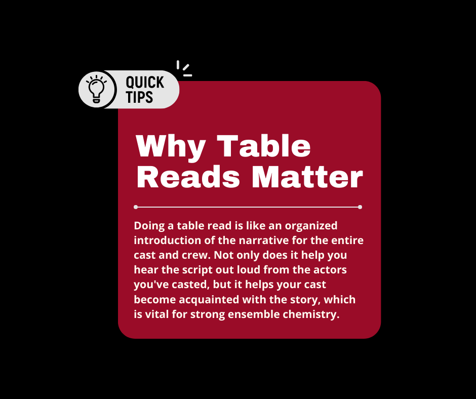 Having your actors gather around on the first day of rehearsal for a table read is essential to your production. 

Share your secrets to a successful table-read with your fellow directors in the comments!

#onthestage #communitytheatre #highschooltheatre #school #readthroughs