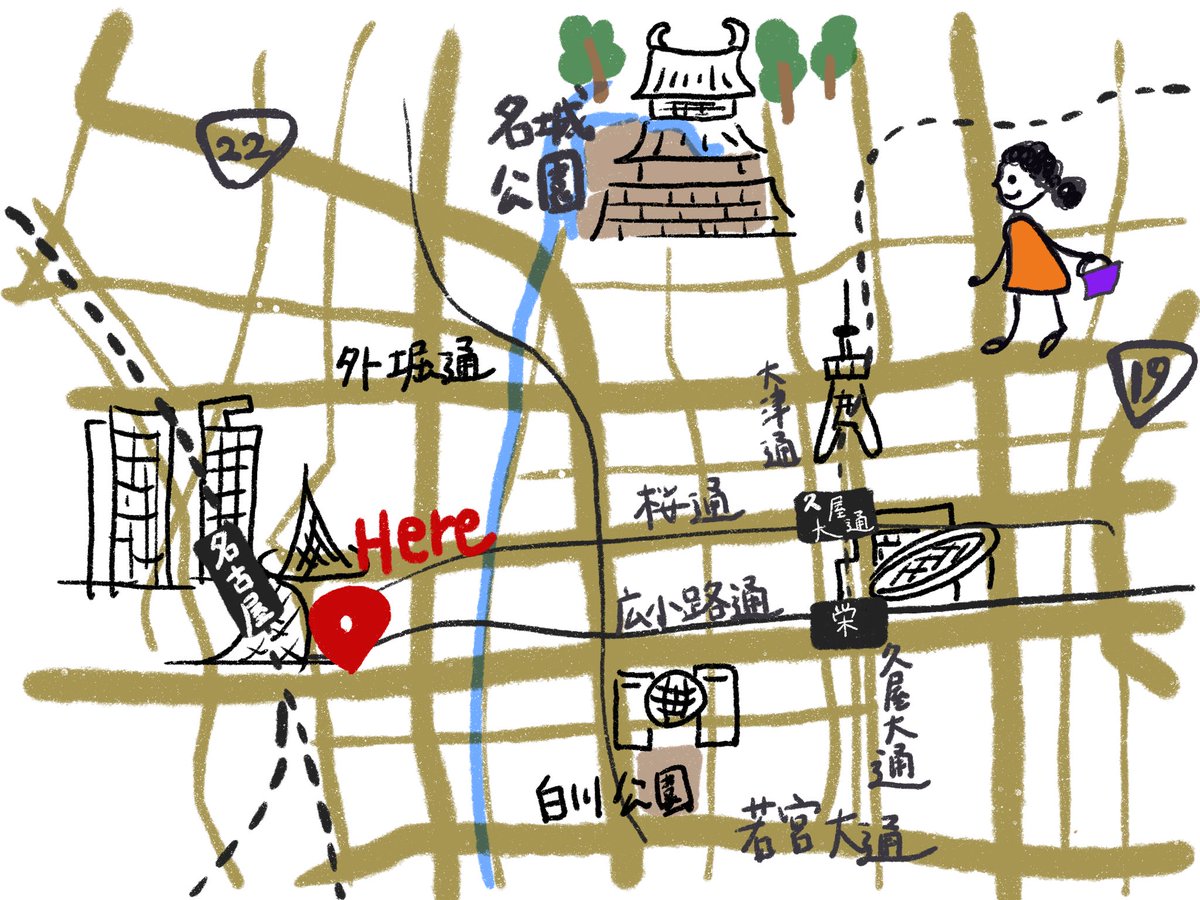 fachwerk_19's tweet photo. Procreate練習第三弾
名古屋の地図、書きたいところが色々でごちゃごちゃ感
#Procreate https://t.co/03PLowdfu8