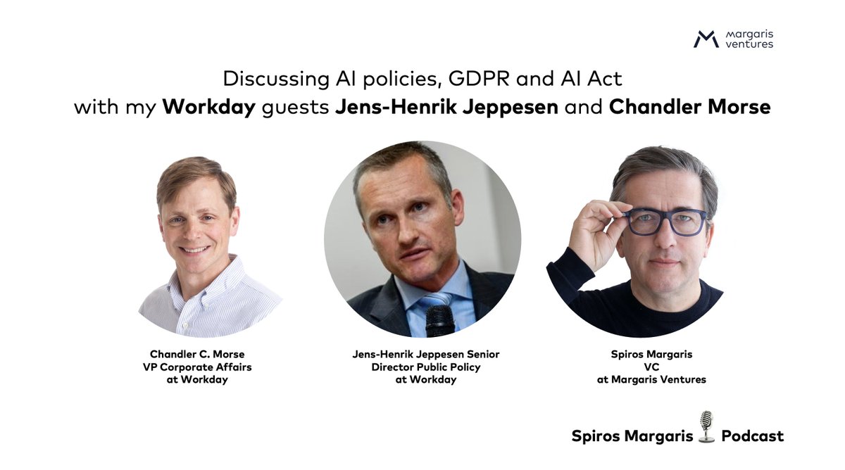 Interested in #AI policy, #GDPR, and the EU AI Act? Hear our views and learn more about our advocacy efforts in <a href="/SpirosMargaris/">Spiros Margaris</a>' recent podcast episode featuring our own <a href="/ChandlerMorse/">ChandlerMorse</a> and <a href="/JHJeppesen/">JayJay</a>: w.day/3QrgT5z