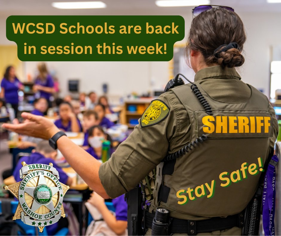 It's back to school time once again! 
Kids return to Washoe County School District Classrooms after winter break this week, so be sure to take extra care near schools, watch for kids in crosswalks and slow down in school zones.