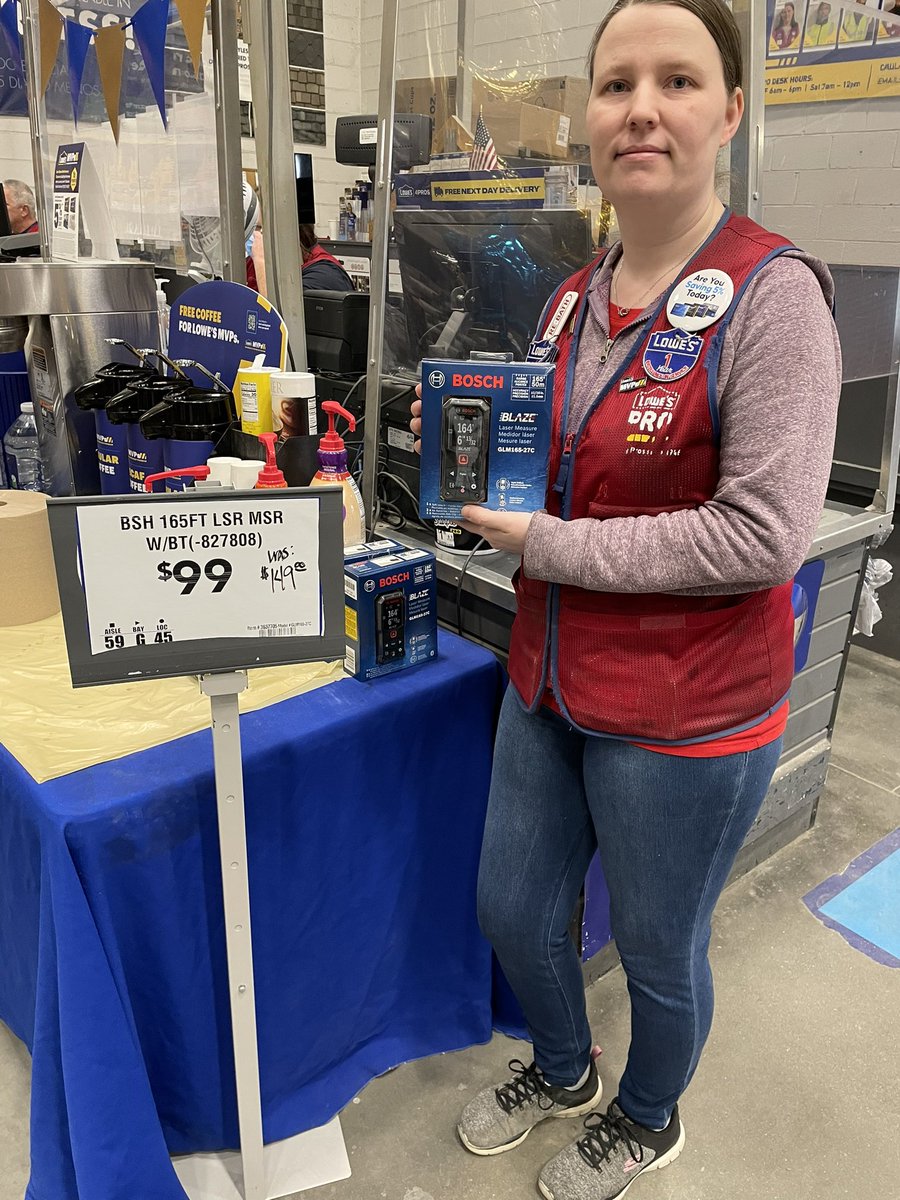 Pro Cashier Deanna sold 2 Bosch laser levels this morning already!! #MVPsProBonusDays #Severn2594 <a href="/DCT0813MD/">Dante Thomas</a> <a href="/JMB_Burnett/">Jeffrey “JB“ Burnett</a>