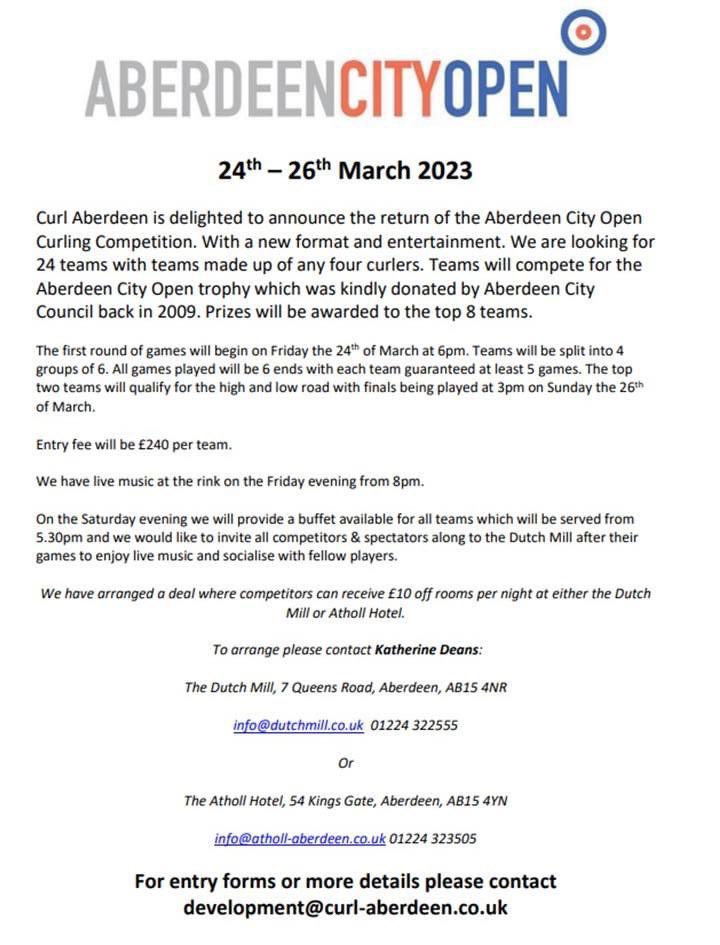 Entries for the Aberdeen City Open 2023 are now open! 🎉🥳🥌