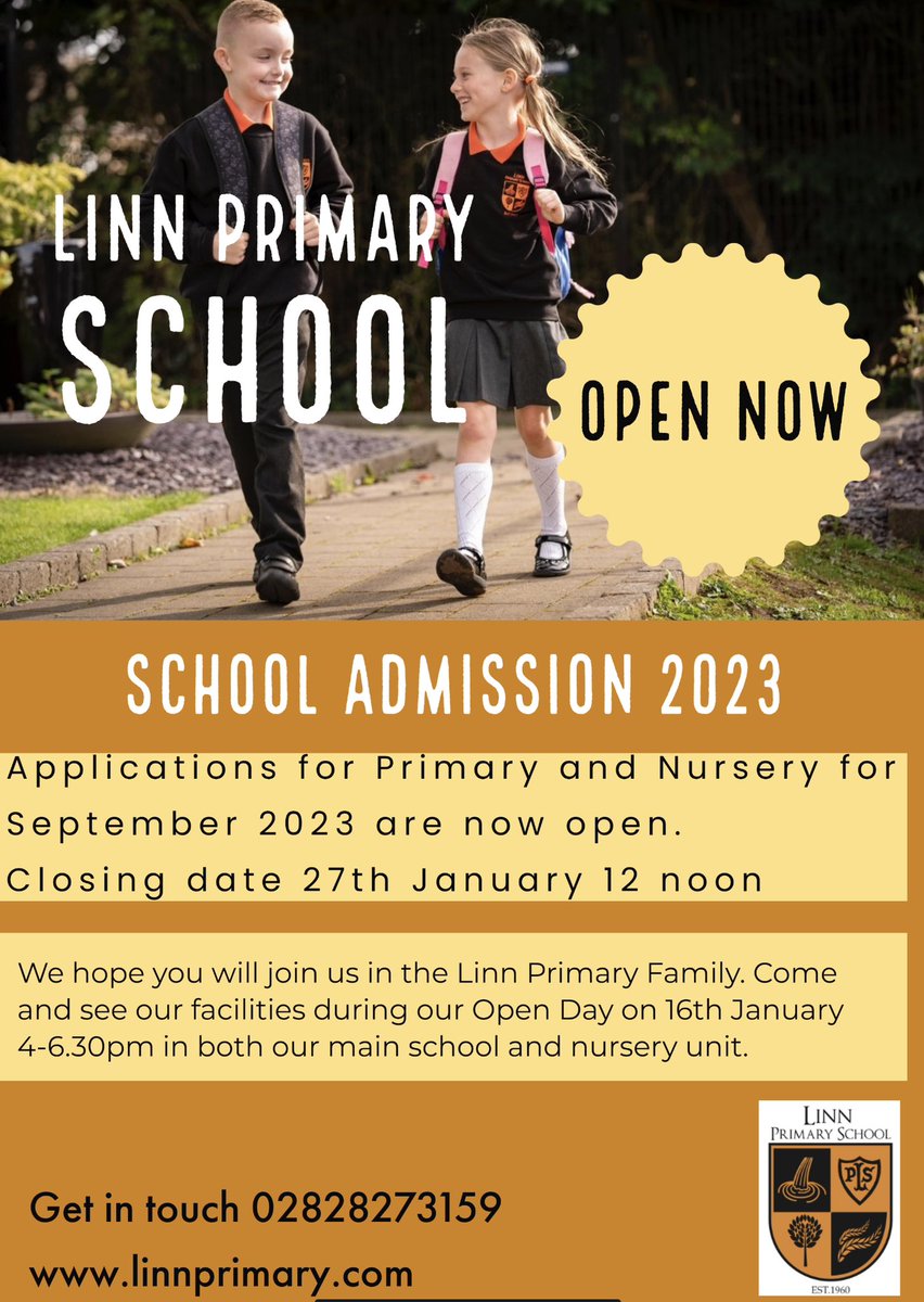 Apply now for school admission for 2023 through EAConnect connect.eani.org.uk/parent/