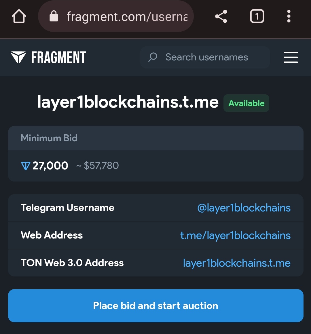 RakeshLovesY's tweet photo. 11/18)
Top 18 Telegram #collectibles Username's are ready to sell/auctions:Here is the auction links for buying these NFTs :
https://t.co/N3XTlPxoGW
Get the username #LAYER1BLOCKCHAINS on Telegram and secure your ownership on the blockchain
#NFTCommunity #NFTcollectibles
#NFTs https://t.co/EBRkBQt8dR