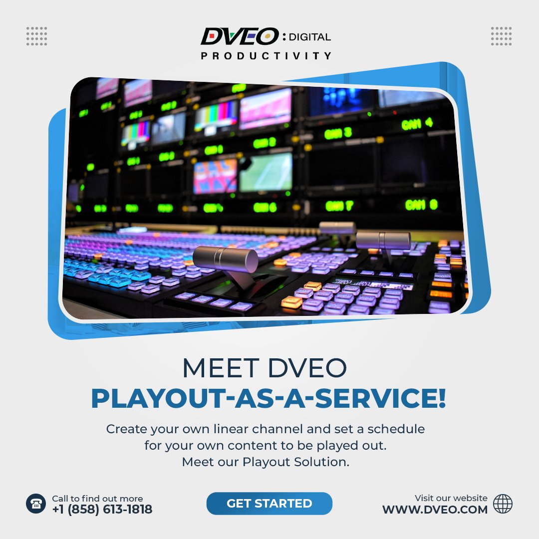 dveocom's tweet image. We know that #broadcast professional control and playout are challenging. 
DVEO offers a Playout as a Service system that delivers all functions that are needed! Contact us:  zcu.io/eKEO 

#playoutservice #linearchannels #content
