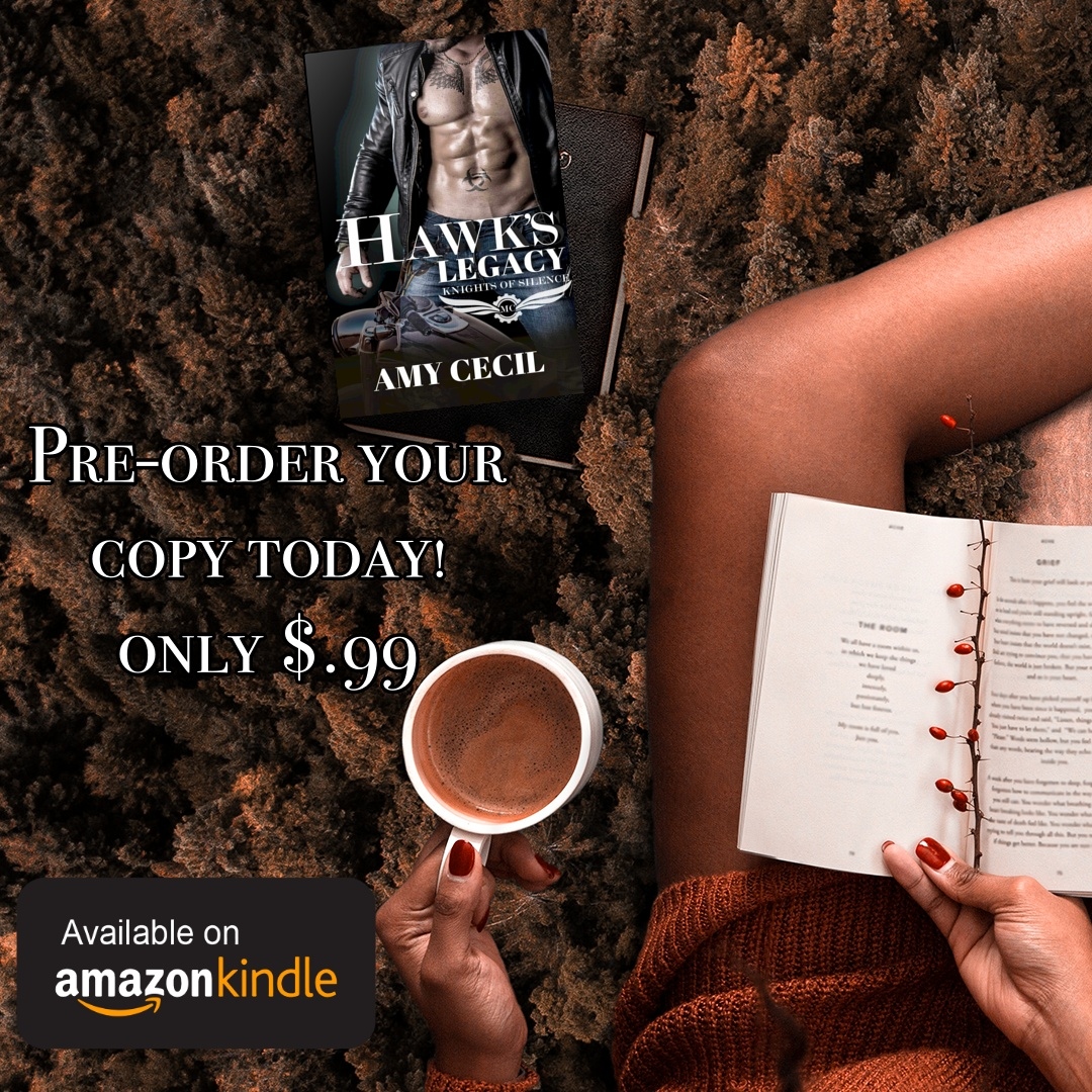 Pre-order your copy today at the special pre-order price of $.99!

#AMYSSTREETGIRLFORLIFE #AmyCecil #acecil #romanceauthor #author #indieauthor #romancereads #romancebooks #bookseries #motorcycleclub #MCRomance 

books2read.com/HawksLegacy